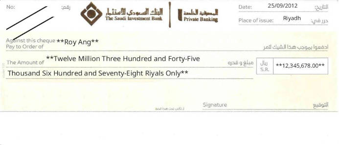 Write The Saudi Investment Bank Cheque Online Free Online Cheque Writer for The Saudi Investment Bank in Saudi Arabia